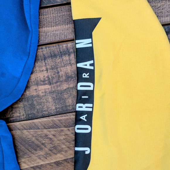 Nike Air Jordan Hoodie Mens Medium Colorblock Blue Yellow Green Sweatshirt Retro - Picture 7 of 11